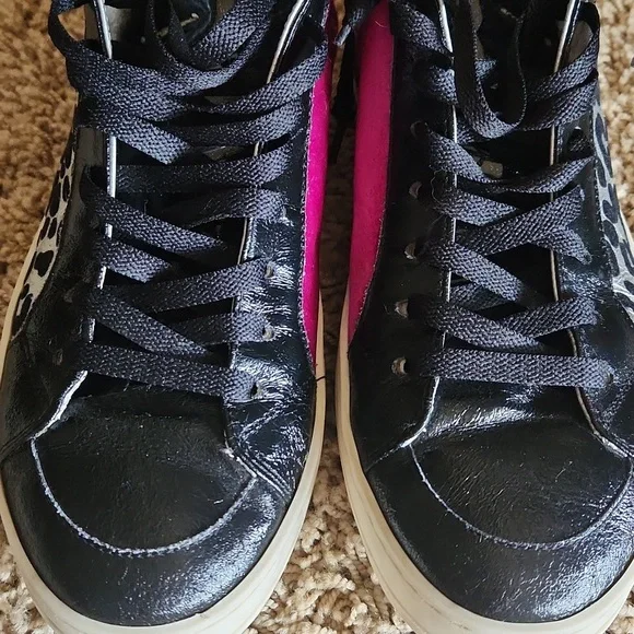 P448 Made In Italy Stylish Women's Leopard Print High-Top Sneakers With Zippers - Picture 6 of 16